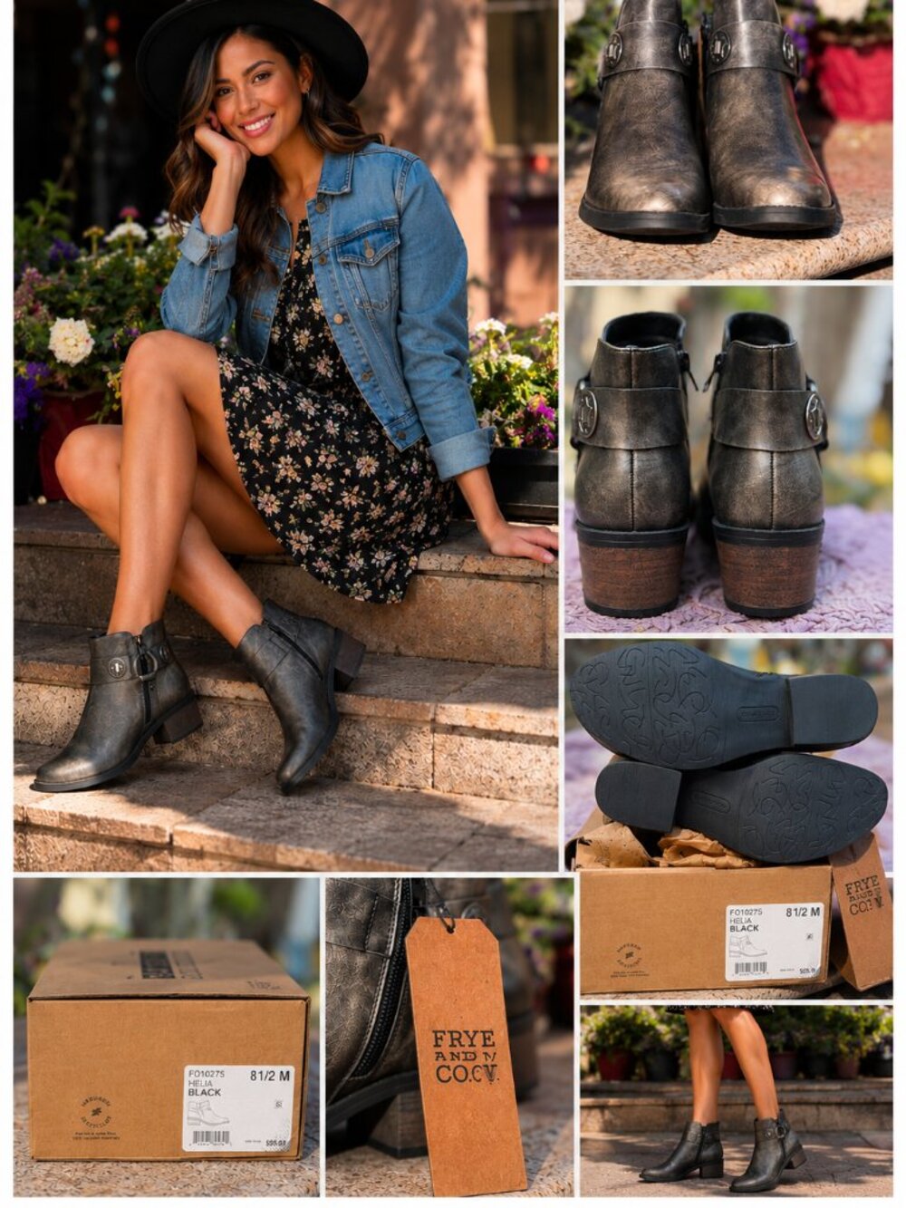 🖤✨ FRYE & CO Helia Black Ankle Boots Size 8.5M NWT Box Western Moto Booties ✨🖤